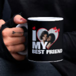 Caneca De Café Personalizado Eu Amo Minha Melhor Foto De Coração<br><div class="desc">Personalizado Uma de uma espécie de caneca de coração fotográfica de Ricaso - Design de modelo fotográfico cardíaco de amor - simplesmente adicione sua própria fotografia a esta caneca de café personalizada de excelente com negrito EU AMO MY BFF Melhor Amigo (insira seu próprio texto ou deixe como está) ......</div>