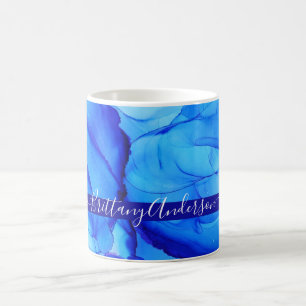 Caneca De Café Personalizado Exclusivo do Indigo Azul Abstrato