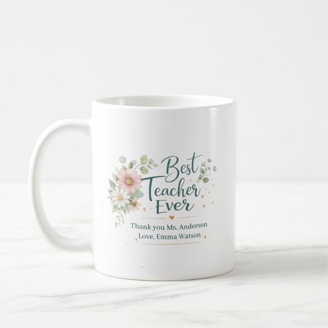 Caneca De Café Personalizado Melhor Professor de Todos os Tempos  (Esquerda)
