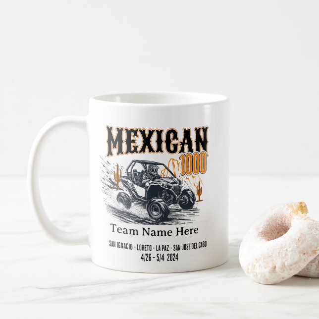 Caneca De Café Personalizado mexicano 1000 Baja California Race U (Com Donut)