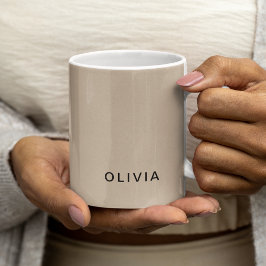 Caneca De Café "Personalizado monograma bege personalizado