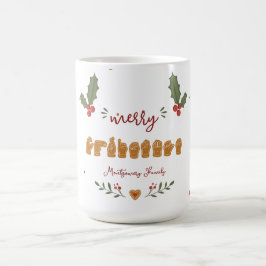 Caneca De Café Personalizado Natal Feliz Biscoito de Gengibre Mão