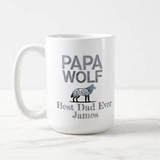Caneca De Café Personalizado Papa Wolf Nature Silhouette