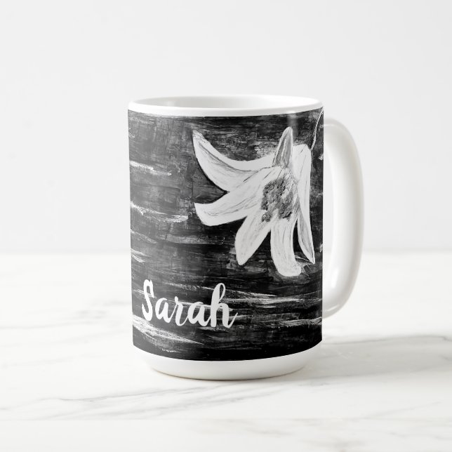 Caneca De Café Personalizado pelo nome Abstrato Flower (Frente Esquerda)