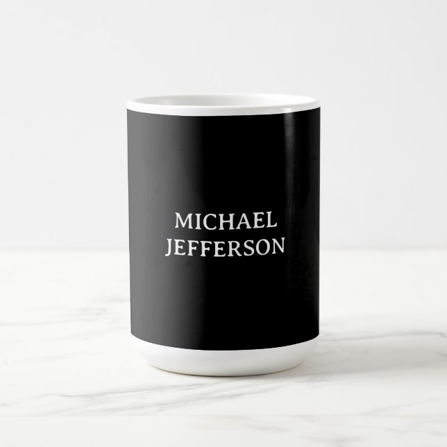 Caneca De Café Personalizado Personalizado Preto Branco Simples E (Centro)