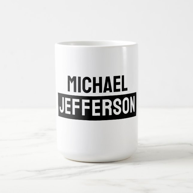 Caneca De Café Personalizado Personalizado Preto Branco Simples E (Centro)