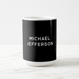Caneca De Café Personalizado Personalizado Preto Branco Simples E