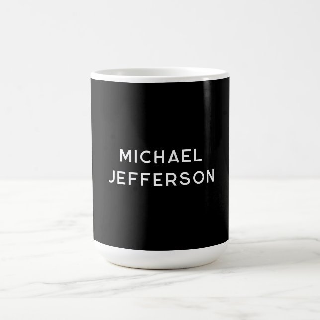 Caneca De Café Personalizado Personalizado Preto Branco Simples E (Centro)