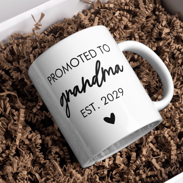 Caneca De Café Personalizado Promovido à Vovó e Vovô Mug (baby announcement gift idea, gift for new grandparents, personalized baby shower mug,)