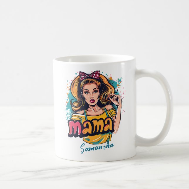 Caneca De Café Personalizado Retro Mama Pop Art (10) (Direita)