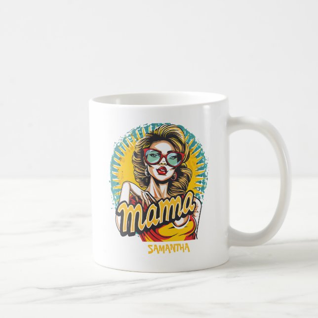 Caneca De Café Personalizado Retro Mama Pop Art (17) (Direita)