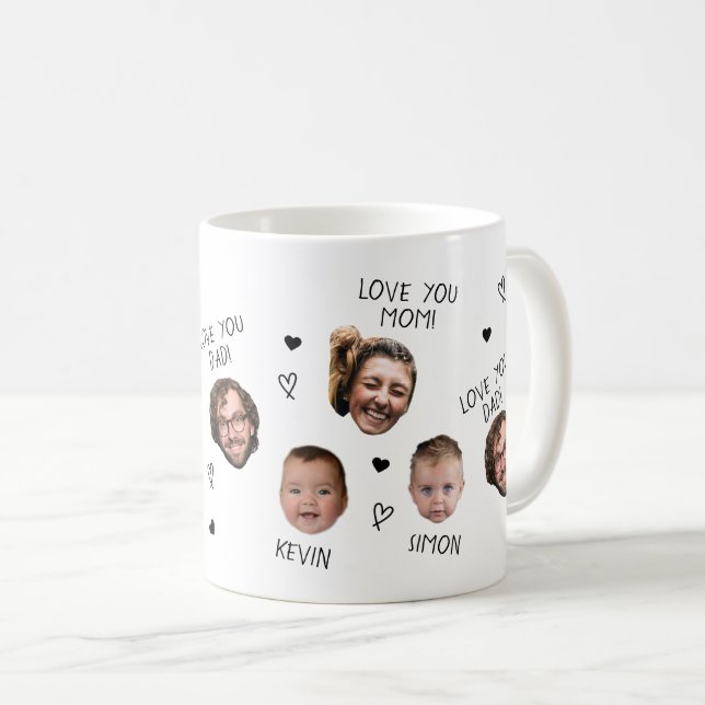 Caneca De Café Personalizado Rosto Engraçado da Família Personali (Frente Esquerda)