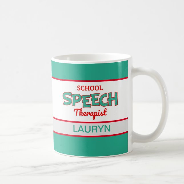 Caneca De Café Personalizado! Terapista de Discurso Escolar (Direita)