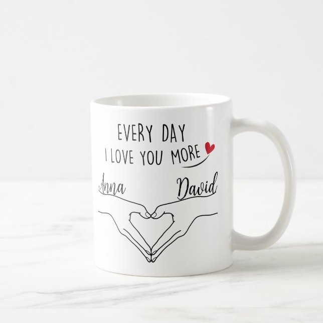 Caneca De Café Personalizado Todo Dia Eu Te Amo Mais Com Nomes (Direita)