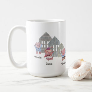 Caneca De Café Personalizados três porquinhos com suas casas