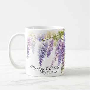 Caneca De Café Personalizar a árvore de aquarela púrpura floral