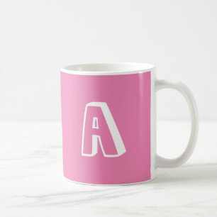 Caneca De Café Personalizar a letra alfabética rosa branca rosa