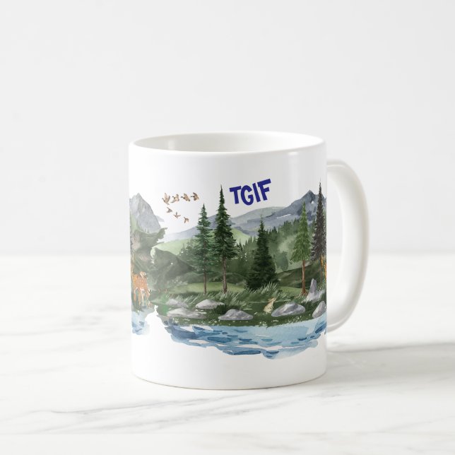 Caneca De Café Personalizar a vida selvagem alta das montanhas (Frente Esquerda)