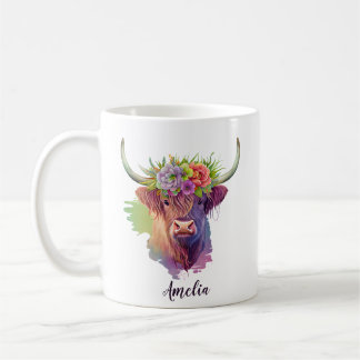 Caneca De Café Personalizar as Flores de Vaca do Planalto Crown W