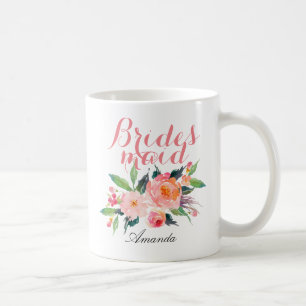 Caneca De Café Personalizar Bridesmaid Floral