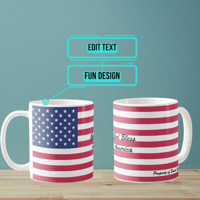 Caneca De Café Personalizar canalizador americano (The USA stars and stripes on this design creates a patriotic look that you can admire.)