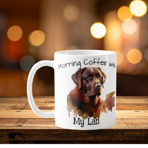 Caneca De Café PERSONALIZAR Castanho Labrador Aquarela Café Mug