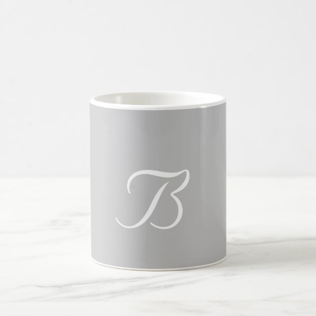 Caneca De Café Personalizar Cinza Leve do Monograma B (Centro)