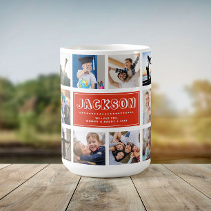 Caneca De Café Personalizar Colagem de Fotos do Instagram de Nome