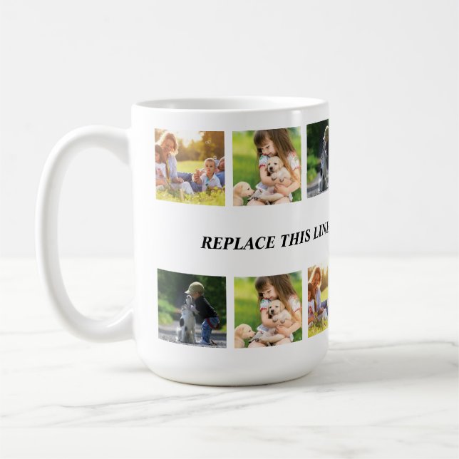 Caneca De Café Personalizar colagem e texto de fotos (Esquerda)