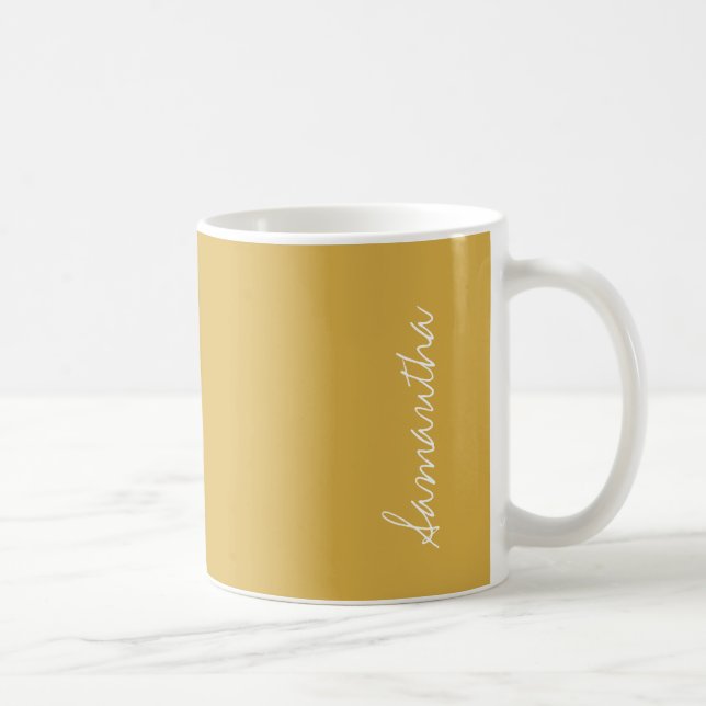 Caneca De Café Personalizar Cor Sólida Dourada Amarela de Mostard (Direita)