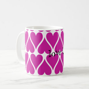 Caneca De Café Personalizar Corações Rosa