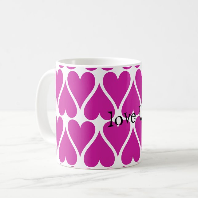 Caneca De Café Personalizar Corações Rosa (Frente Esquerda)