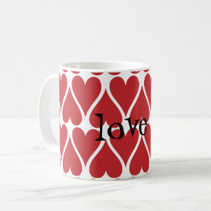 Caneca De Café Personalizar Corações Vermelhos