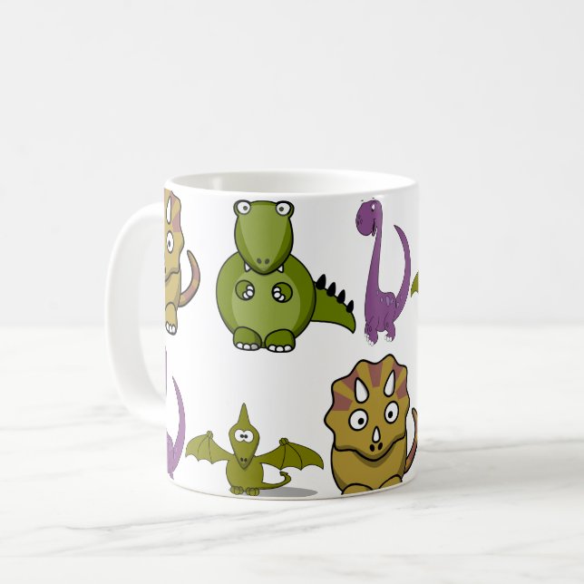 Caneca De Café Personalizar Crianças Dinossauras (Frente Esquerda)