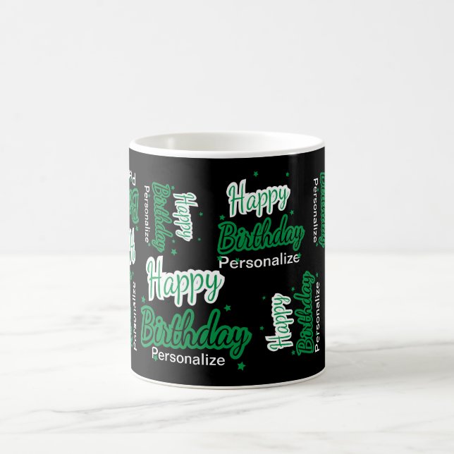 Caneca De Café Personalizar Feliz Aniversário - Verde (Centro)
