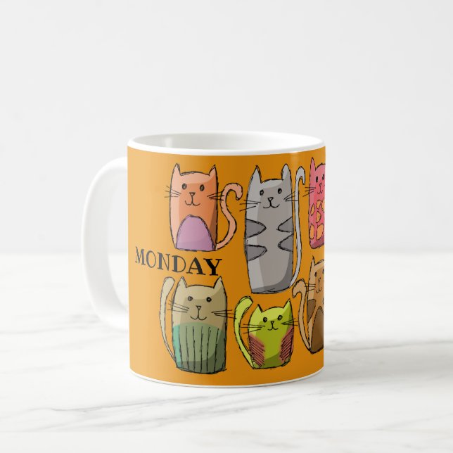 Caneca De Café Personalizar gatos coloridos (Frente Esquerda)