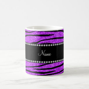 Caneca De Café Personalizar listras de zebra neon roxo