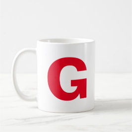 Caneca De Café Personalizar Monograma Inicial Vermelho de Script 