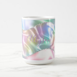 Caneca De Café Personalizar Nome Roscas Escritas, Onda Iridescent
