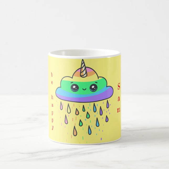 Caneca De Café Personalizar o Rainbow Cloud Unicorn (Centro)