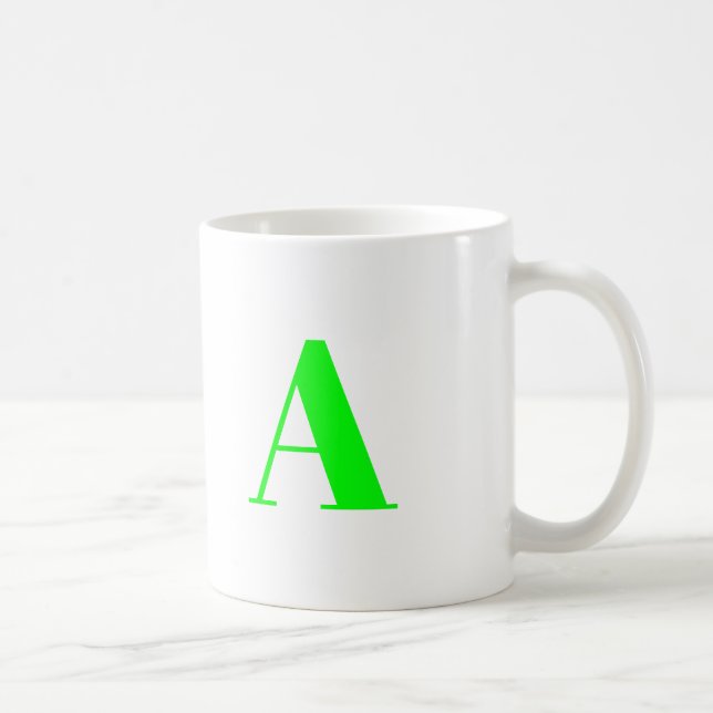 Caneca De Café Personalizar, personalizar o monograma verde-neon  (Direita)