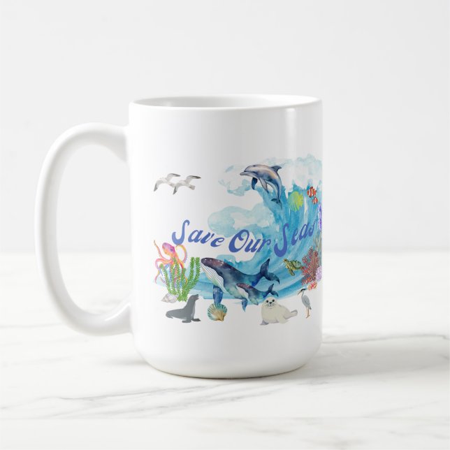 Caneca De Café Personalizar Salvar nossos mares (Esquerda)