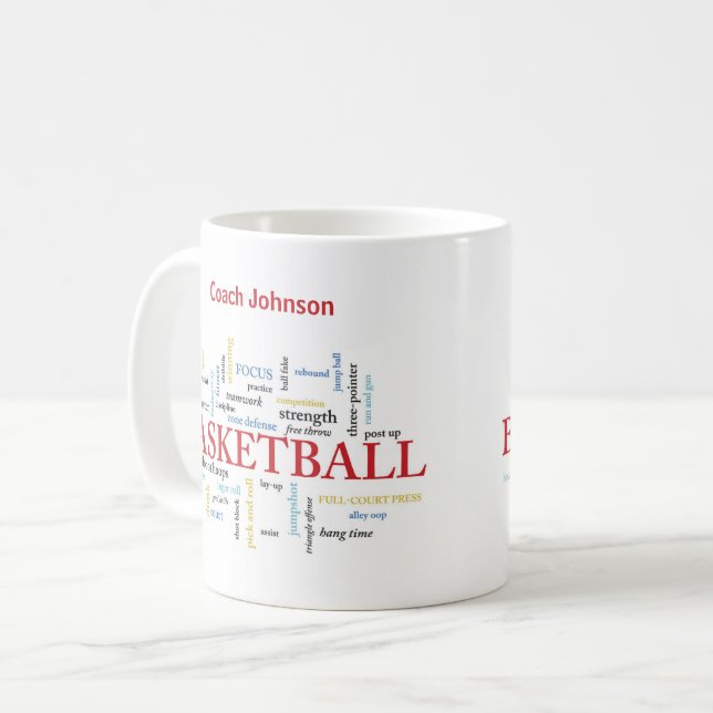 Caneca De Café Personalizar treinador de basquete Obrigado em pal (Frente Esquerda)