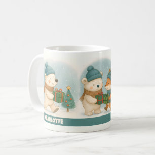 Caneca de Café Personalizável Animais Natal Aconch