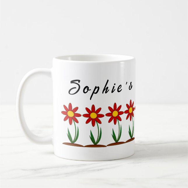 Caneca de café personalizável com flores fofinhas (Esquerda)