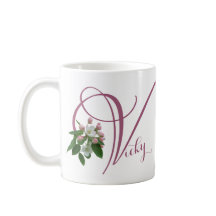 Personalizável monograma de nome Vicky floral rosa