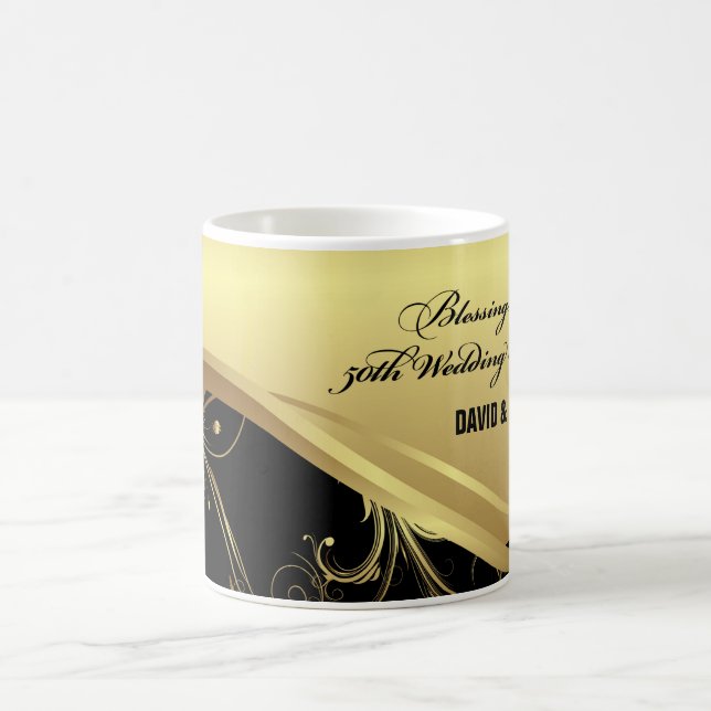 Caneca De Café Personalize, 50º Aniversário de Casamento Religios (Centro)