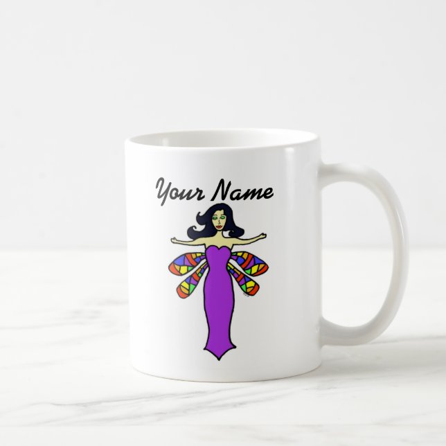 Caneca De Café Personalize a fada conhecida da libélula do cabelo (Direita)