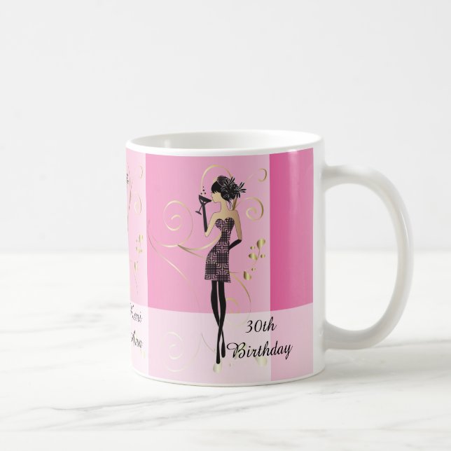 Caneca De Café Personalize a menina elegante da diva (Direita)