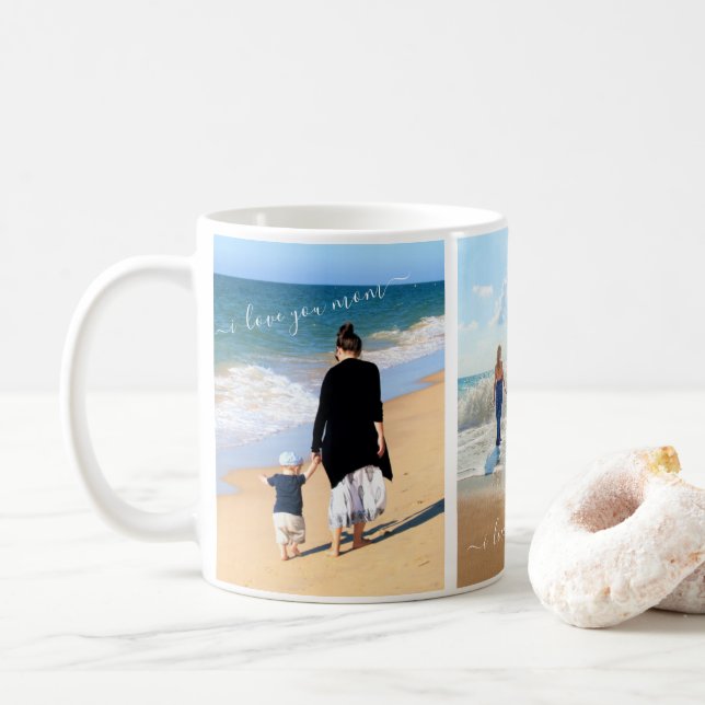 Caneca De Café Personalize a sua família Foto Collage Coffee Mug  (Com Donut)